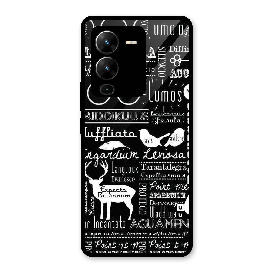 Deer Key Spell Glass Back Case for Vivo V25 Pro