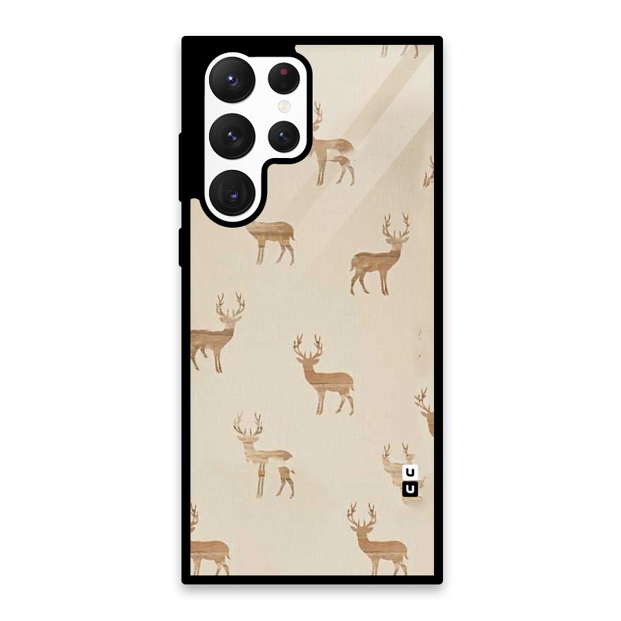 Deer Pattern Glass Back Case for Galaxy S22 Ultra 5G