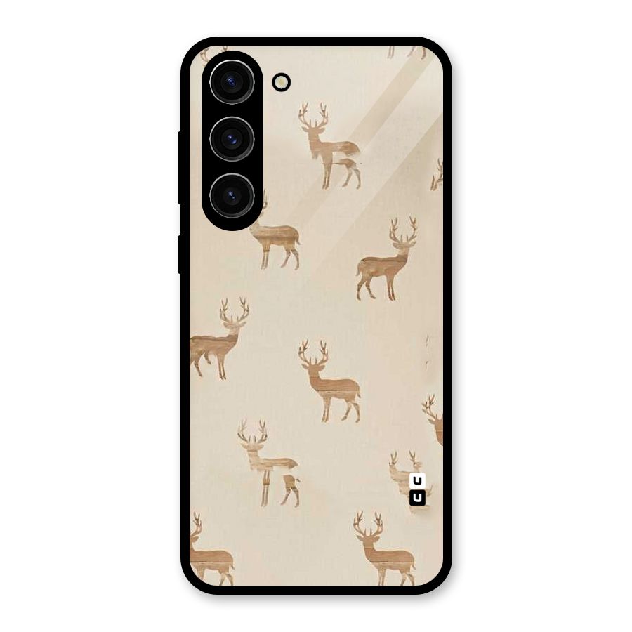 Deer Pattern Glass Back Case for Galaxy S23 Plus