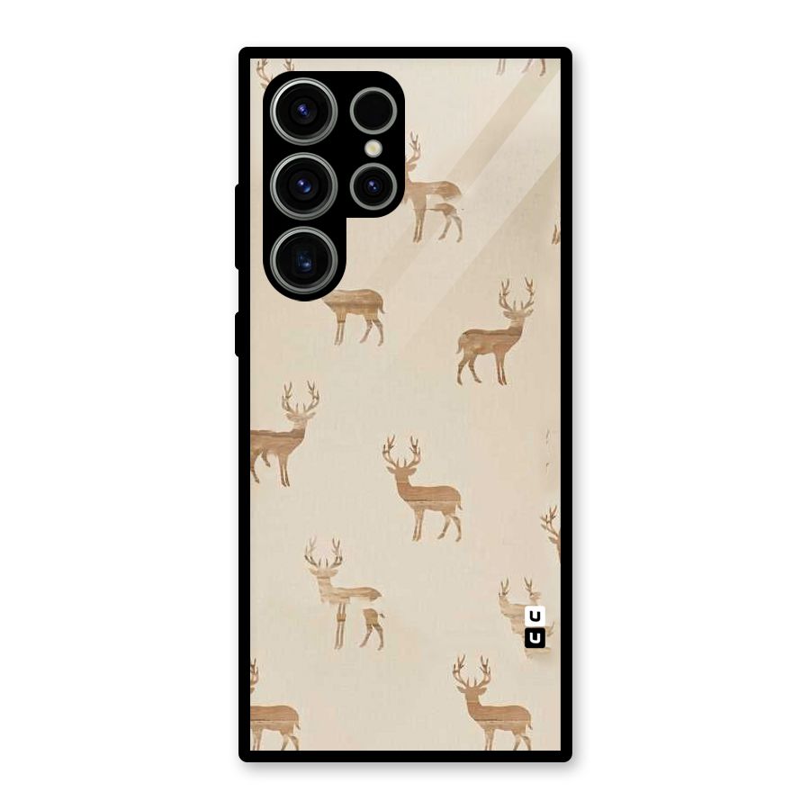 Deer Pattern Glass Back Case for Galaxy S23 Ultra