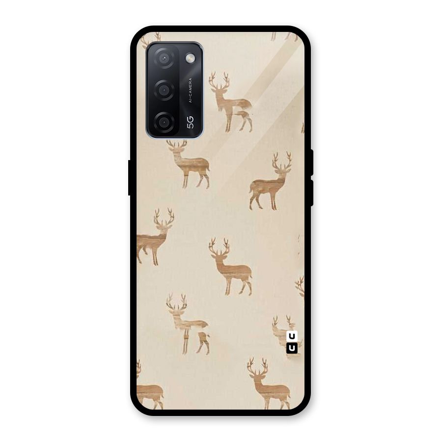 Deer Pattern Glass Back Case for Oppo A53s 5G
