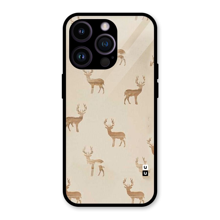 Deer Pattern Glass Back Case for iPhone 14 Pro