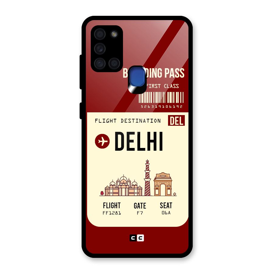 Delhi Boarding Pass Glass Back Case for Galaxy A21s