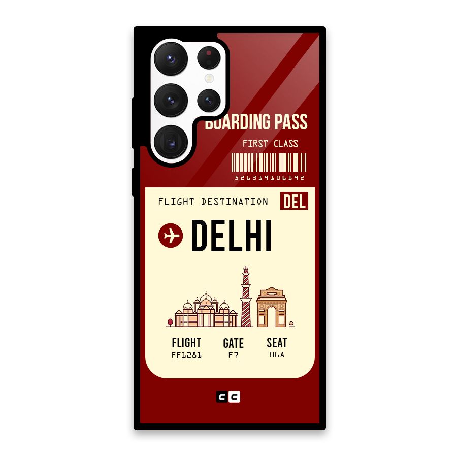 Delhi Boarding Pass Glass Back Case for Galaxy S22 Ultra 5G