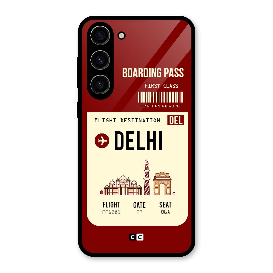 Delhi Boarding Pass Glass Back Case for Galaxy S23 Plus