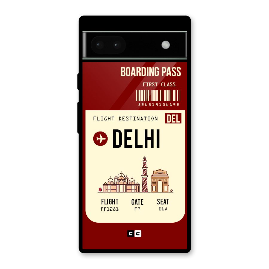 Delhi Boarding Pass Glass Back Case for Google Pixel 6a