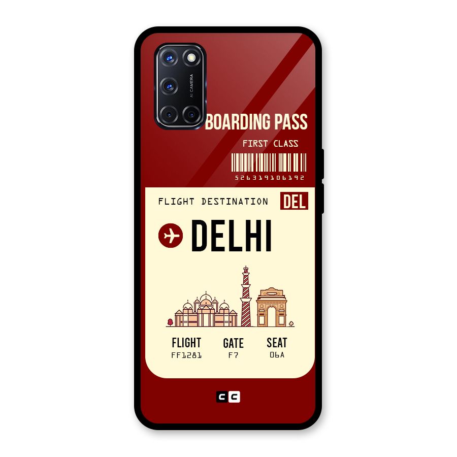 Delhi Boarding Pass Glass Back Case for Oppo A52