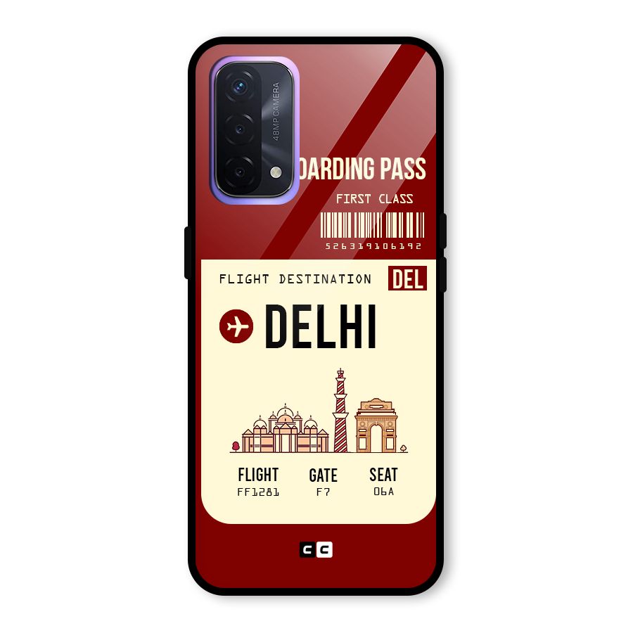 Delhi Boarding Pass Glass Back Case for Oppo A74 5G