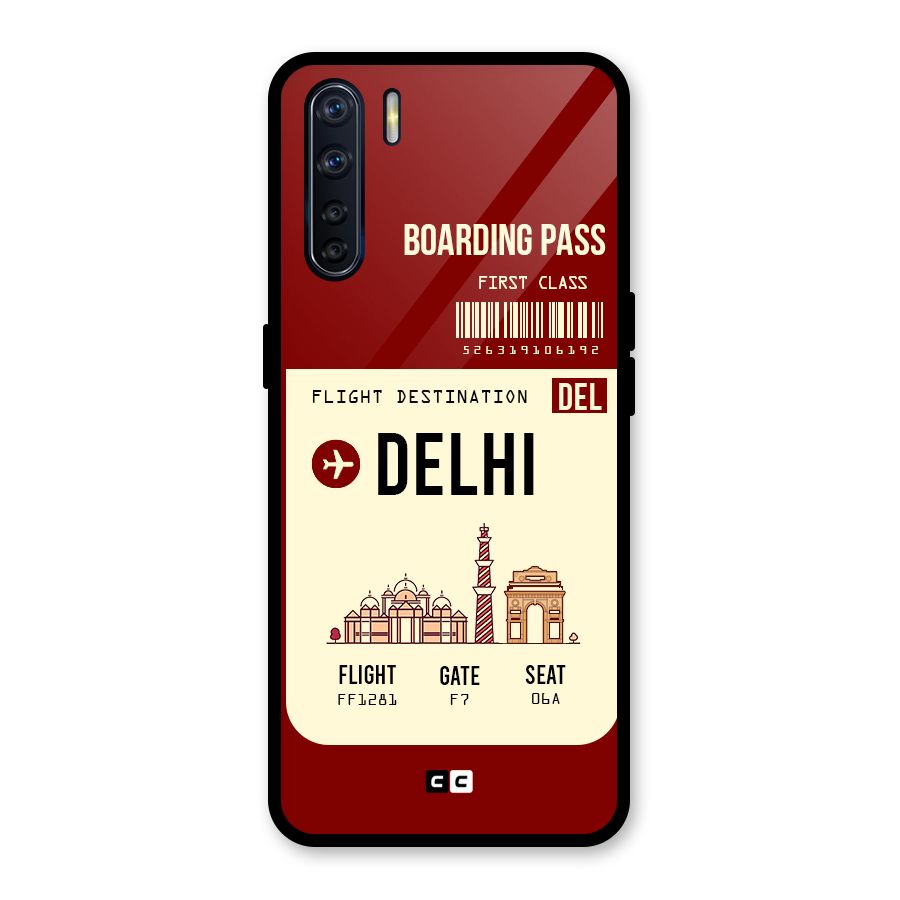 Delhi Boarding Pass Glass Back Case for Oppo F15