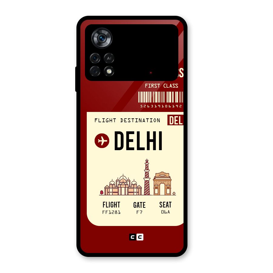 Delhi Boarding Pass Glass Back Case for Poco X4 Pro 5G