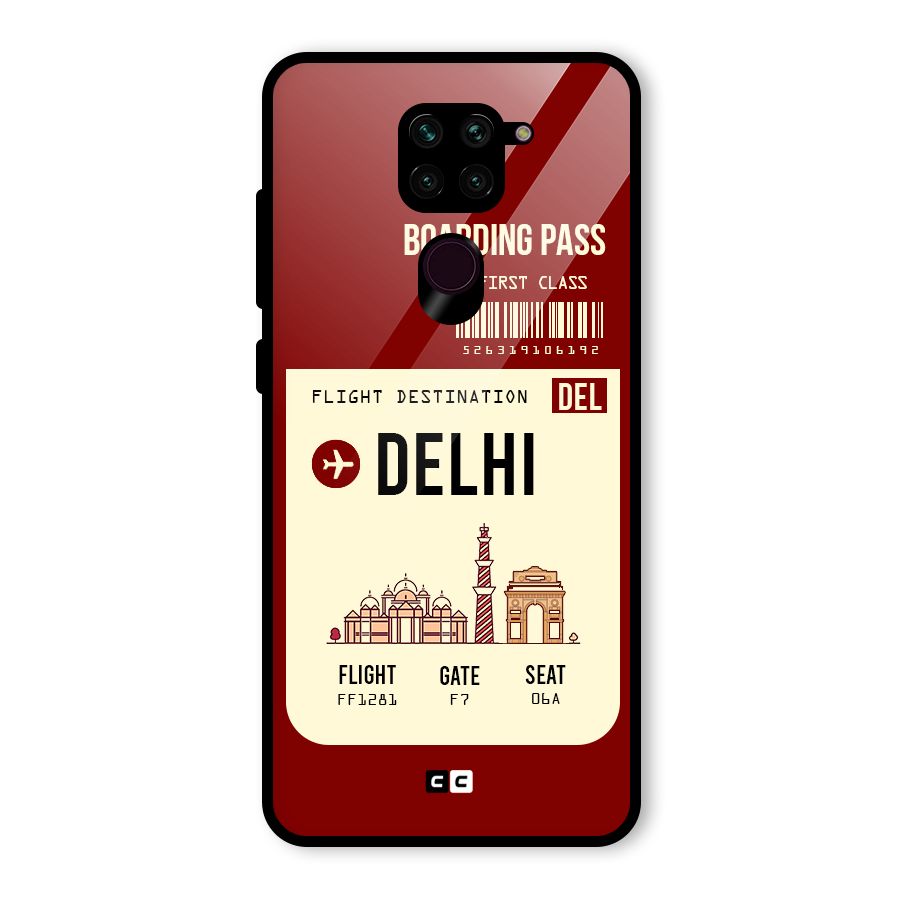 Delhi Boarding Pass Glass Back Case for Redmi Note 9