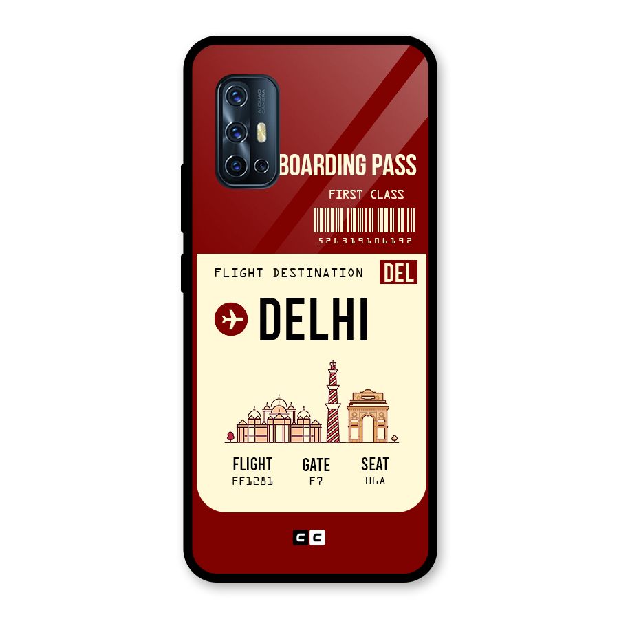 Delhi Boarding Pass Glass Back Case for Vivo V17