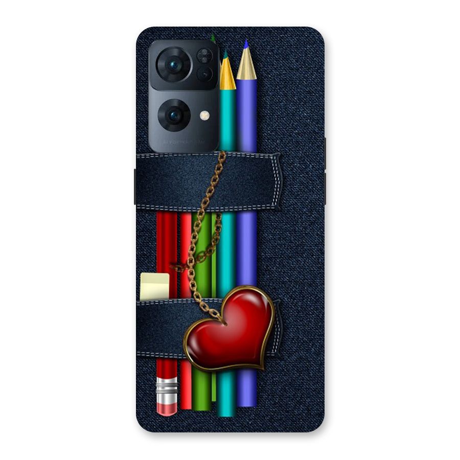 Denim Colorful Pencils Back Case for Oppo Reno7 Pro 5G