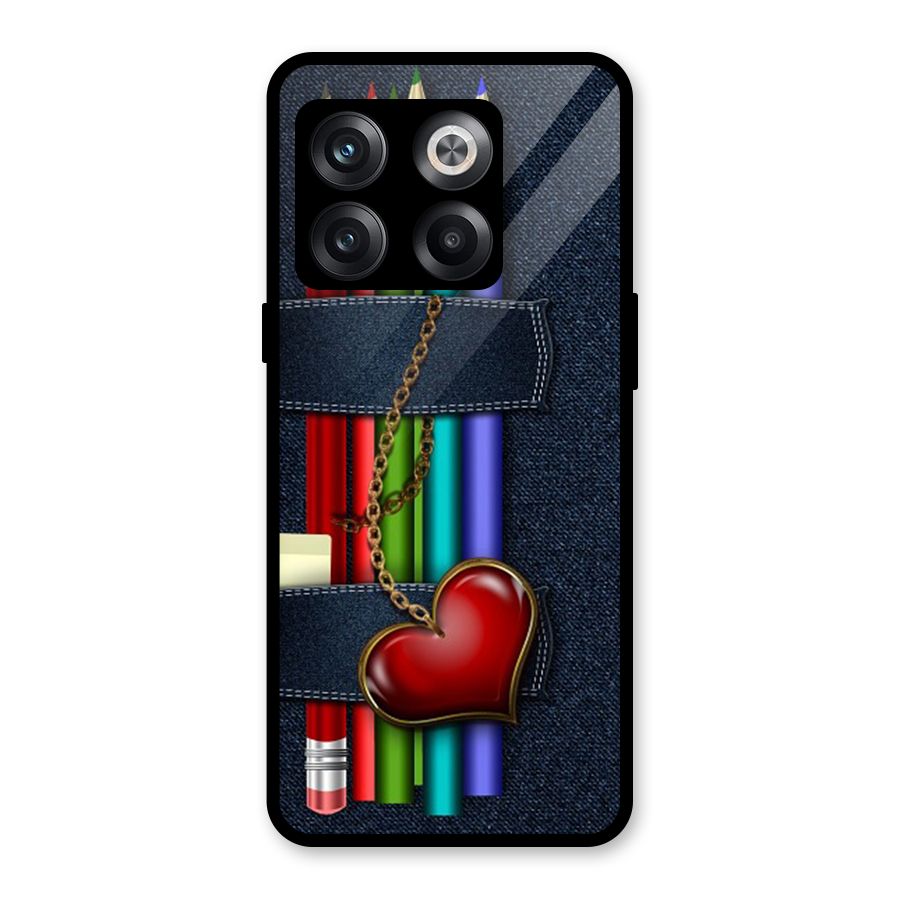 Denim Colorful Pencils Glass Back Case for OnePlus 10T