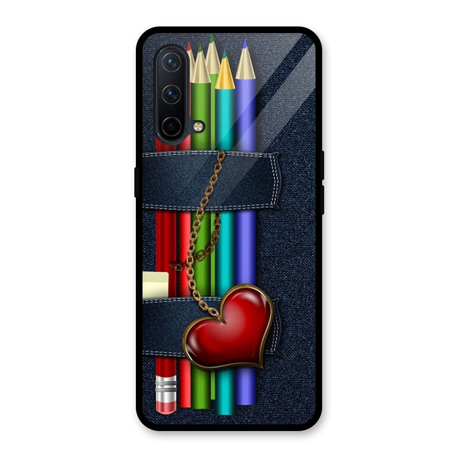 Denim Colorful Pencils Glass Back Case for OnePlus Nord CE 5G