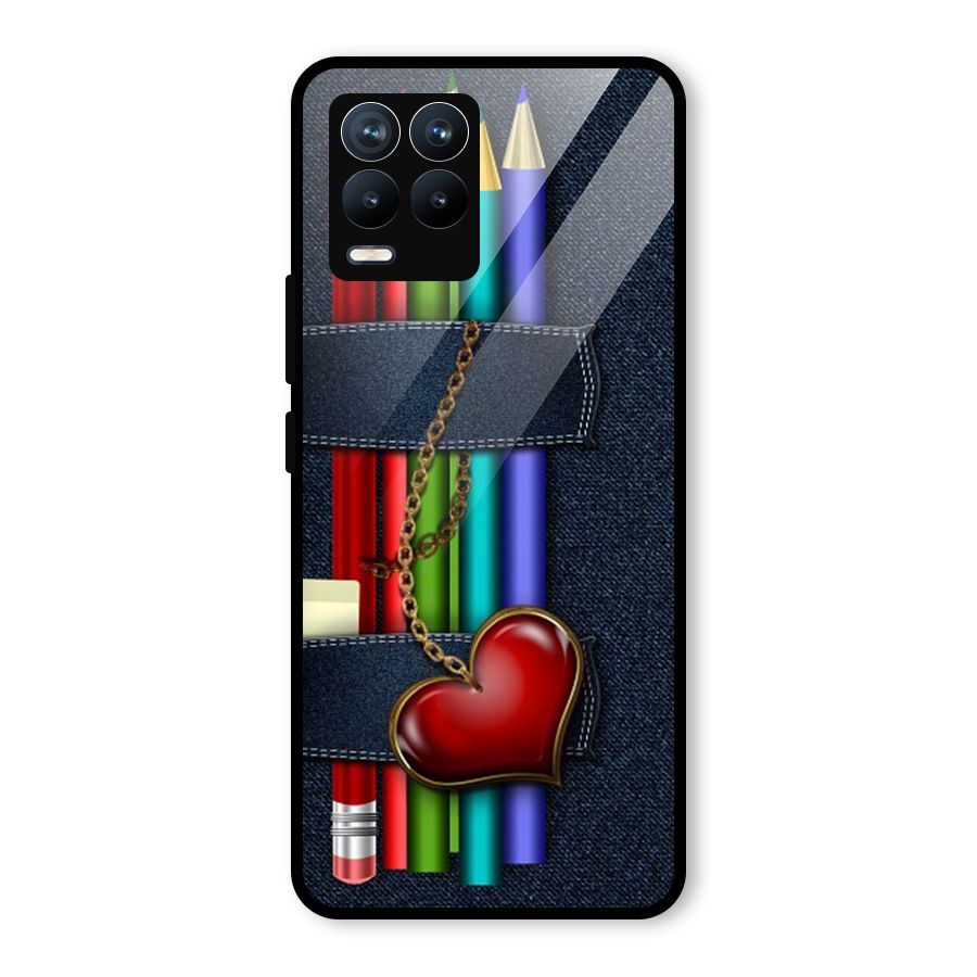 Denim Colorful Pencils Glass Back Case for Realme 8 Pro