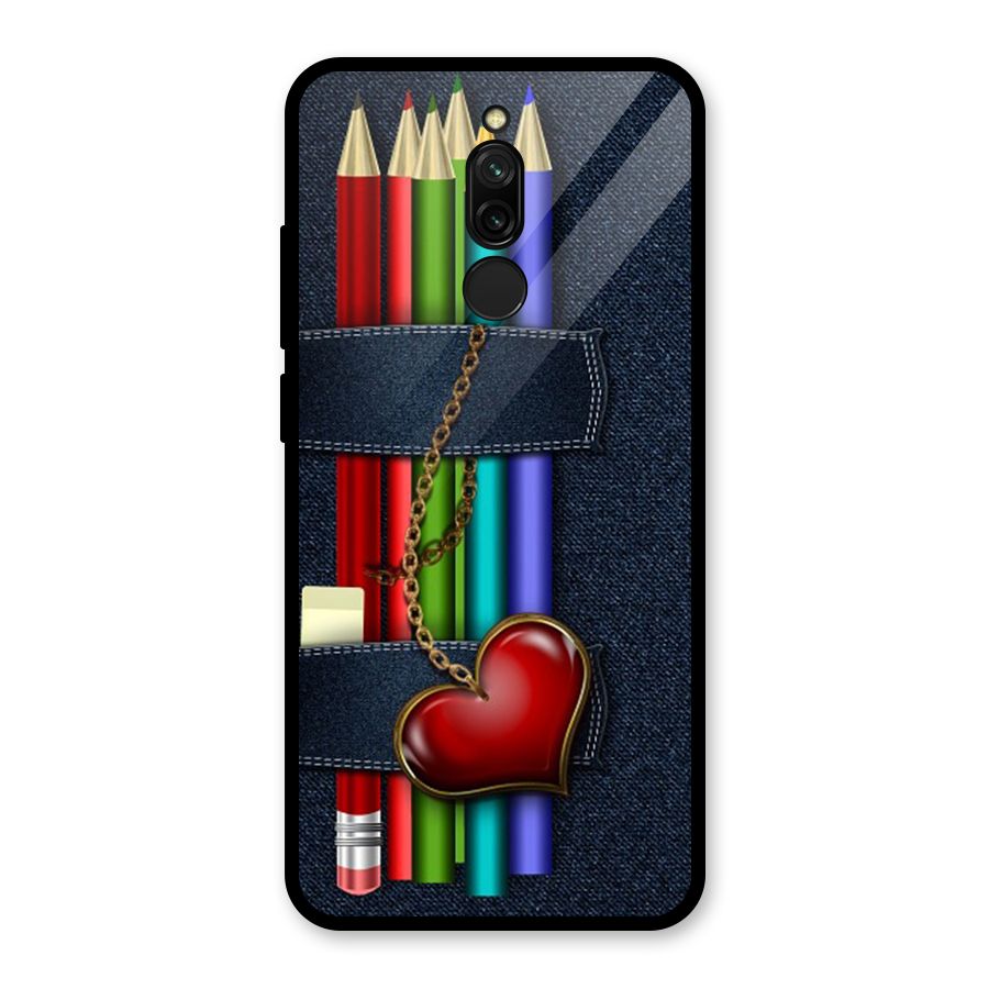 Denim Colorful Pencils Glass Back Case for Redmi 8