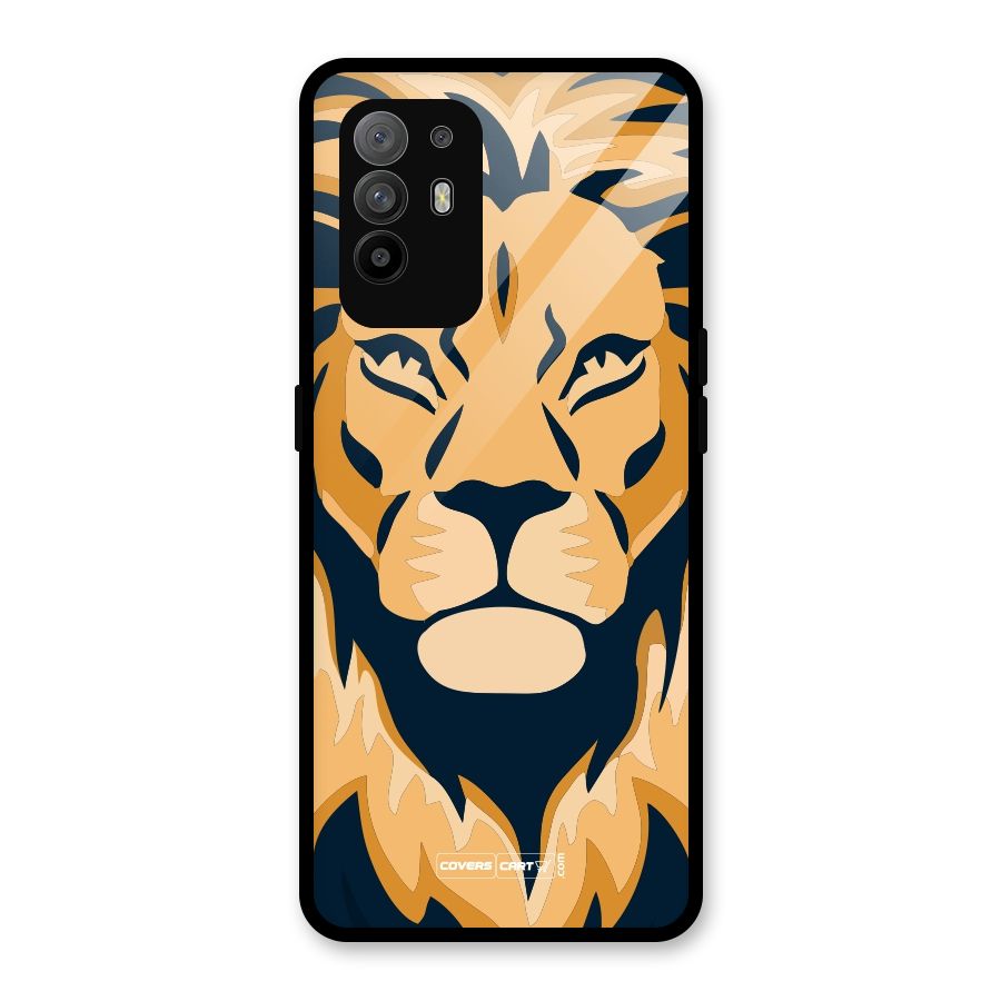 Designer Lion Glass Back Case for Oppo F19 Pro Plus 5G