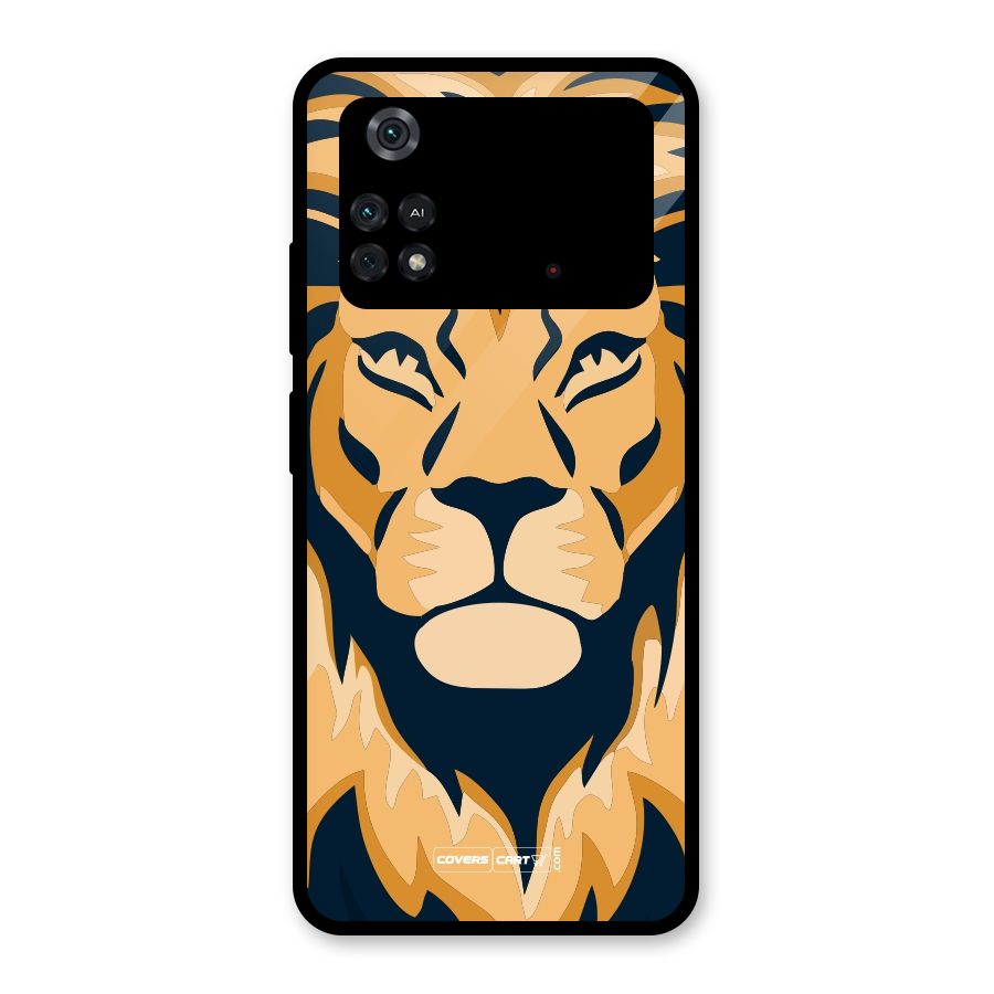 Designer Lion Glass Back Case for Poco M4 Pro 4G