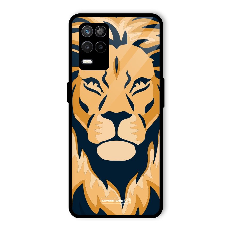 Designer Lion Glass Back Case for Realme 8 5G