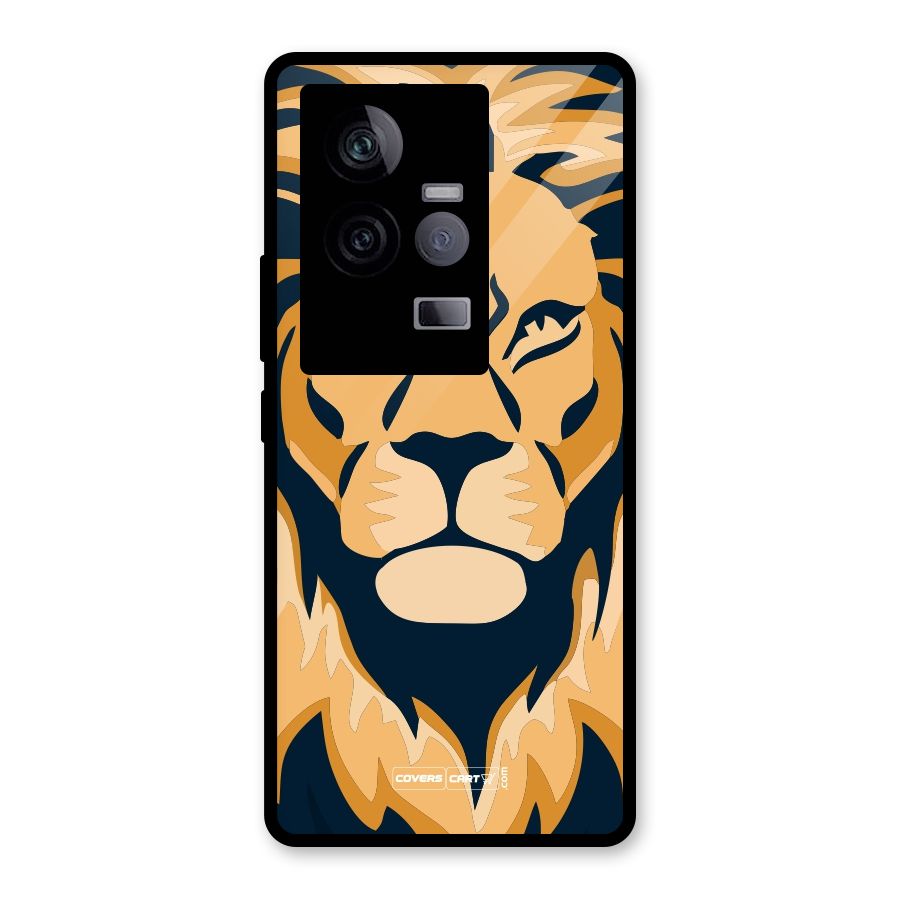 Designer Lion Glass Back Case for Vivo iQOO 11 5G