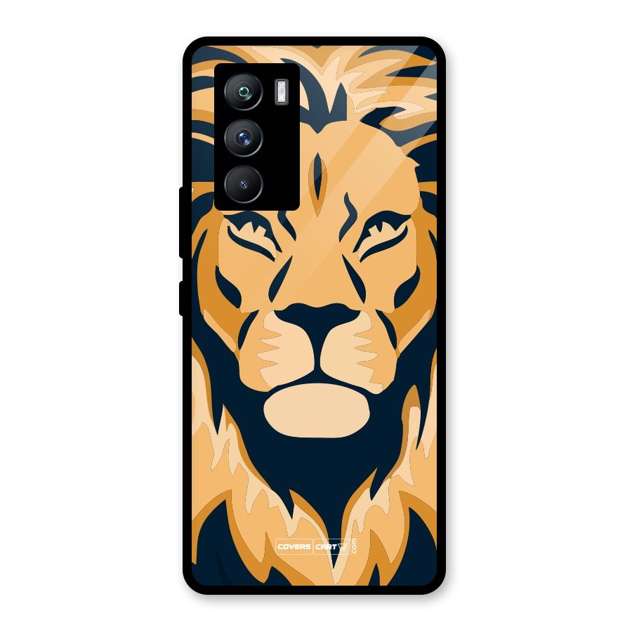 Designer Lion Glass Back Case for Vivo iQOO 9 SE