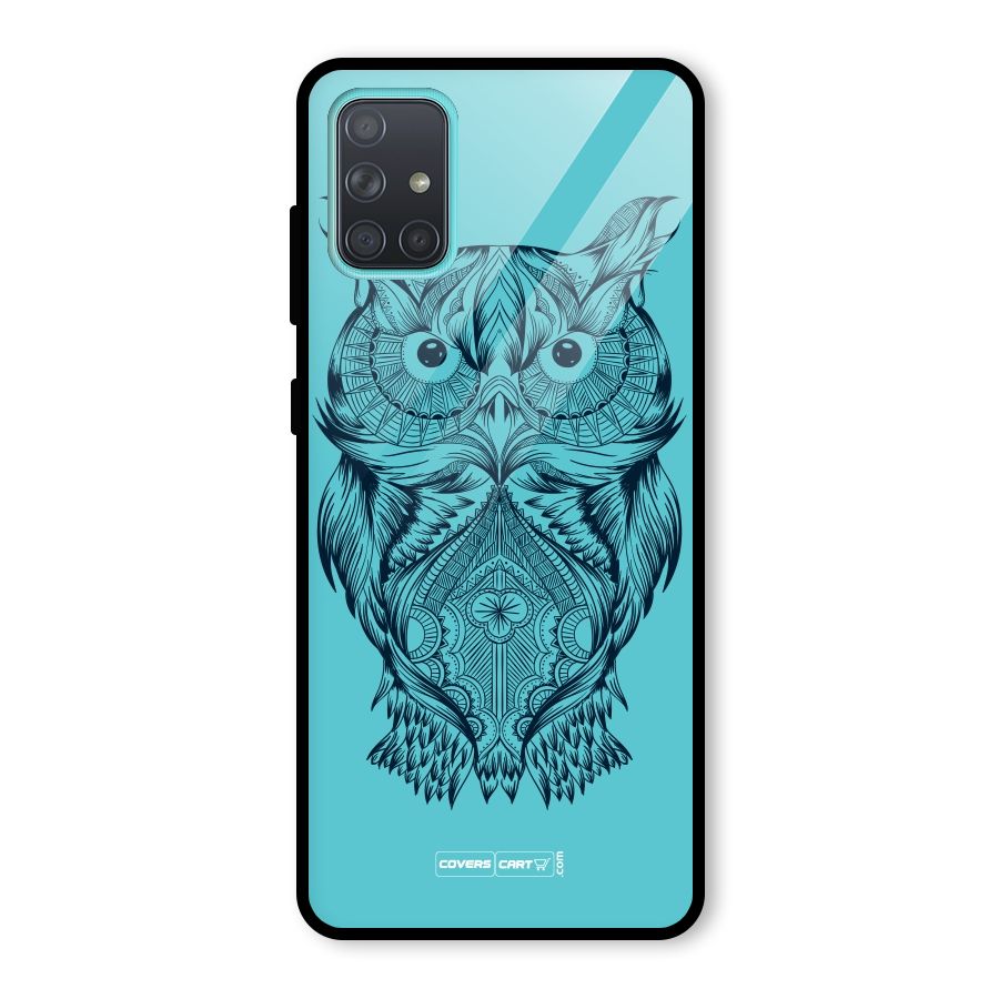 Designer Owl Glass Back Case for Galaxy A71