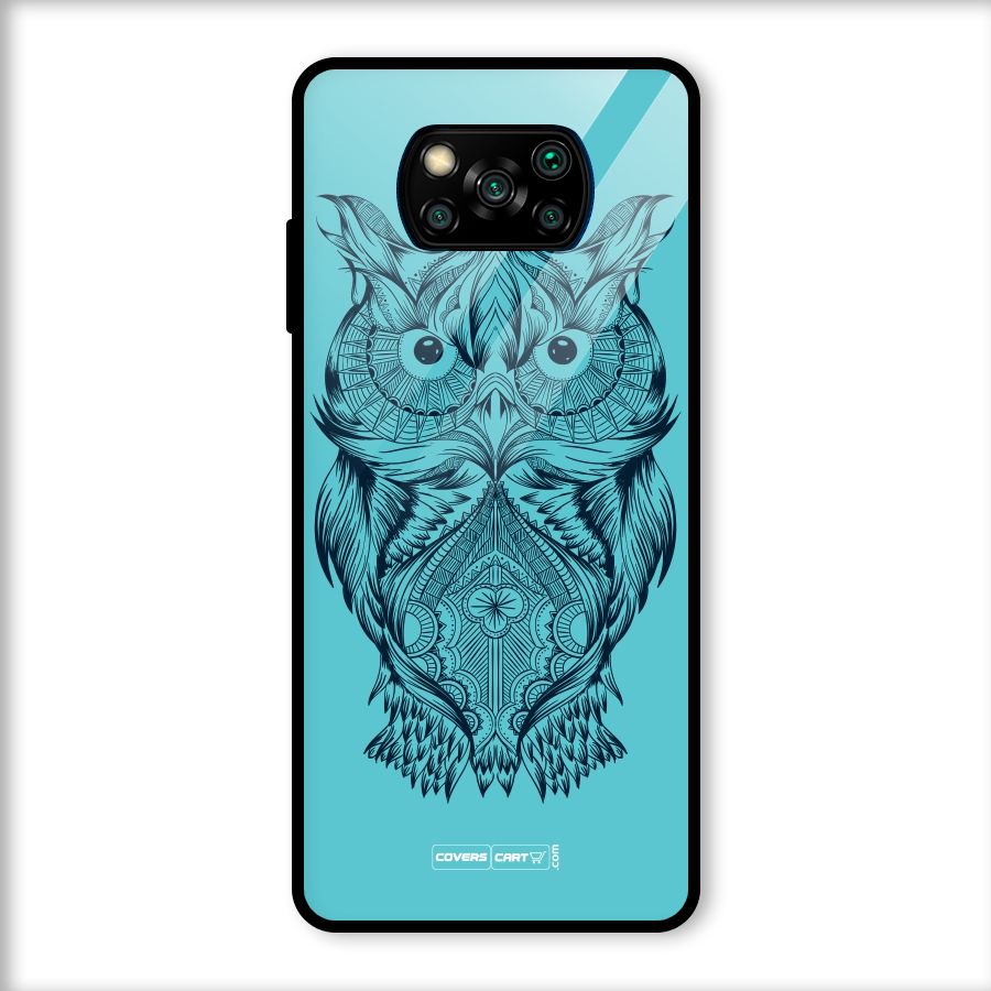 Designer Owl Glass Back Case for Poco X3