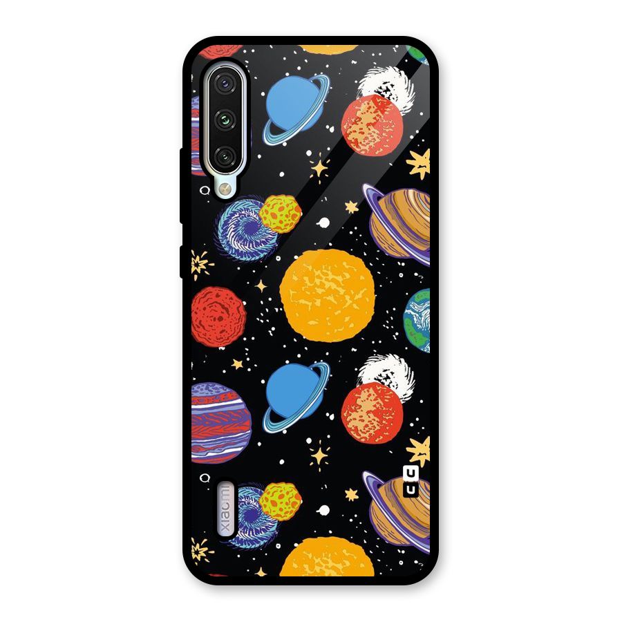 Designer Planets Glass Back Case for Mi A3