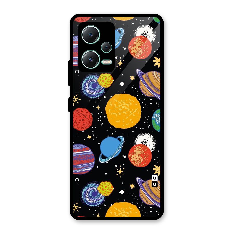 Designer Planets Glass Back Case for Redmi Note 12 5G