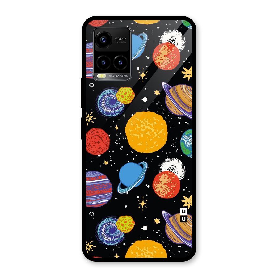 Designer Planets Glass Back Case for Vivo Y21A