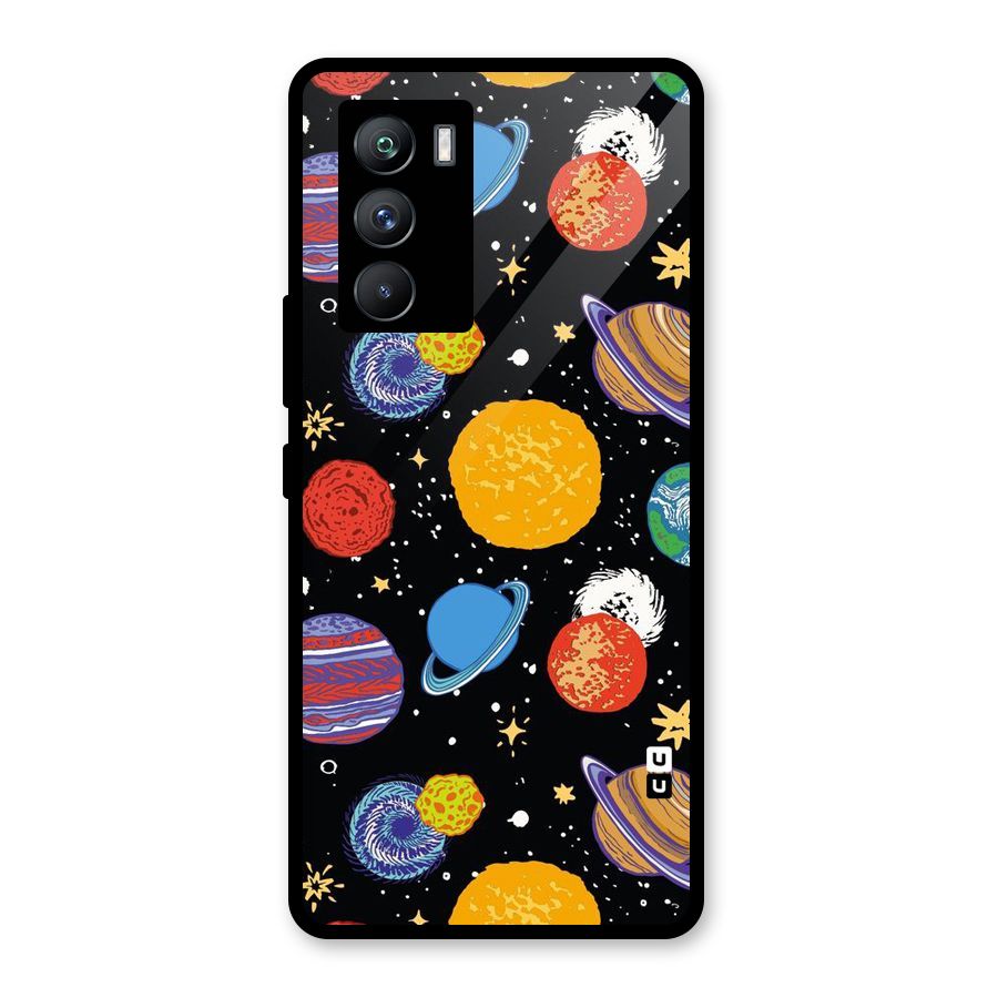 Designer Planets Glass Back Case for Vivo iQOO 9 SE