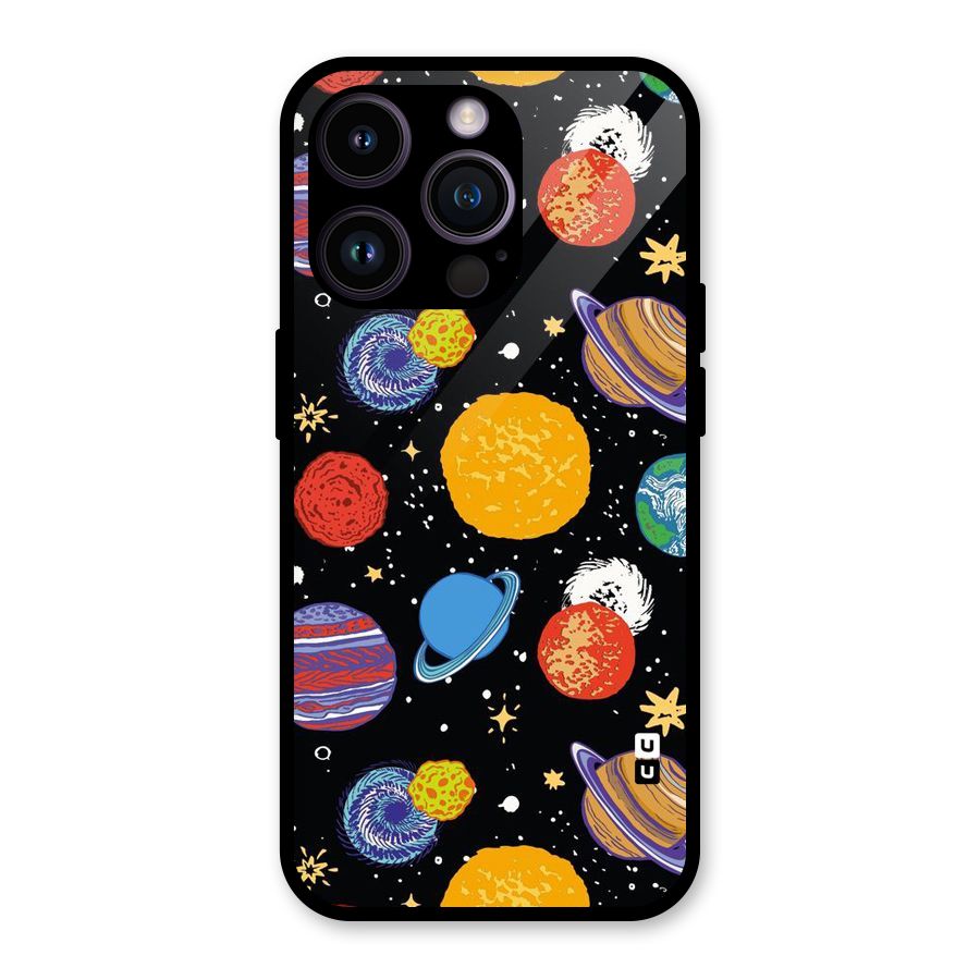Designer Planets Glass Back Case for iPhone 14 Pro