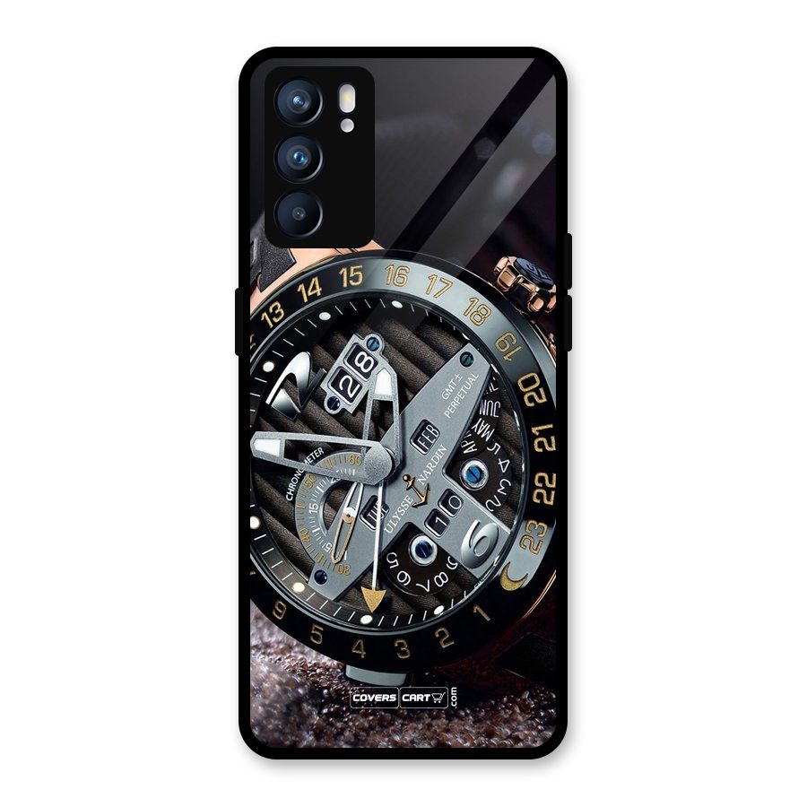 Designer Stylish Watch Glass Back Case for Oppo Reno6 5G