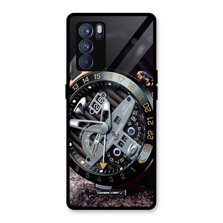 Designer Stylish Watch Glass Back Case for Oppo Reno6 Pro 5G