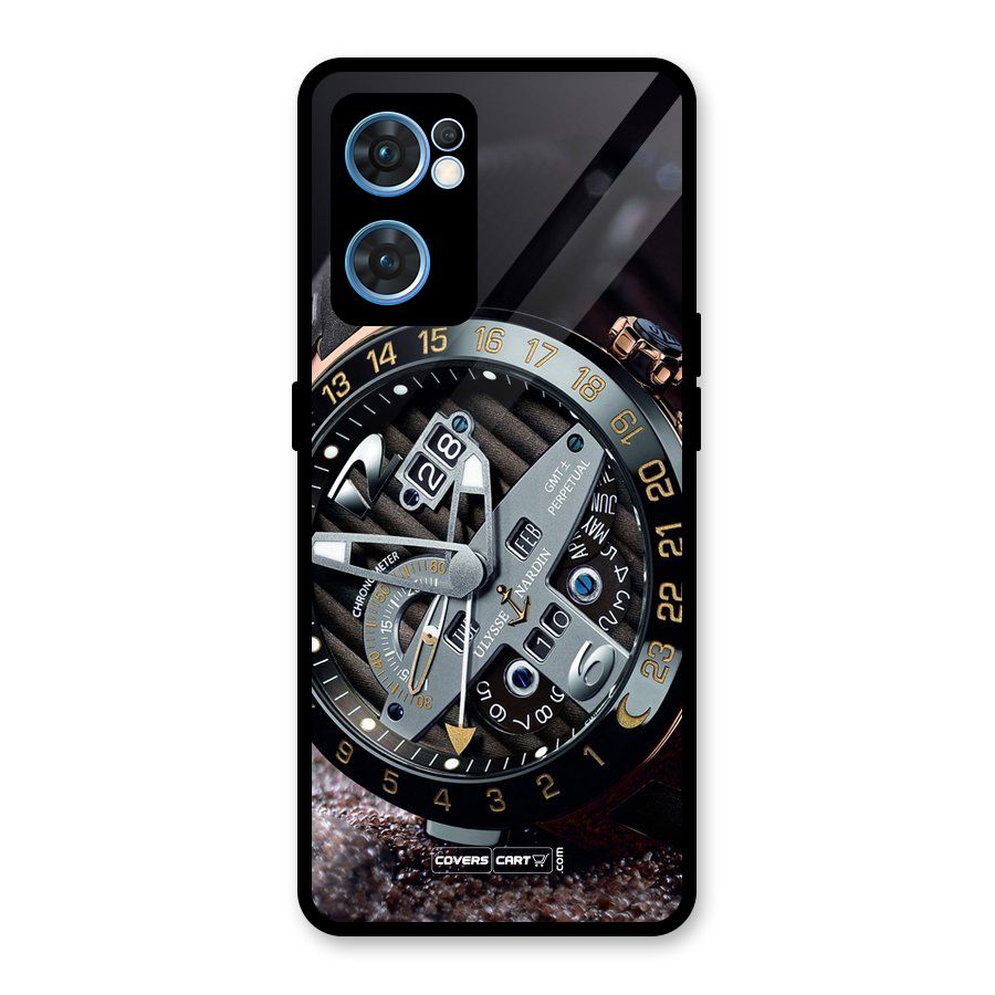 Designer Stylish Watch Glass Back Case for Oppo Reno7 5G
