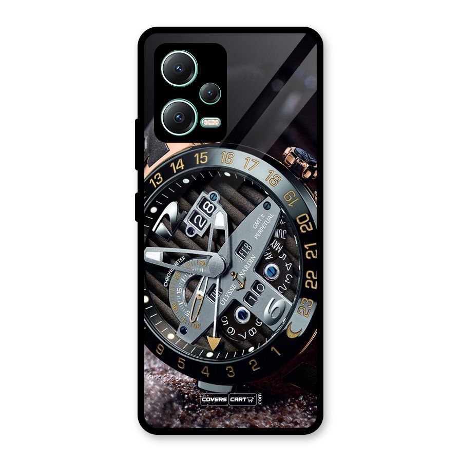 Designer Stylish Watch Glass Back Case for Redmi Note 12 5G