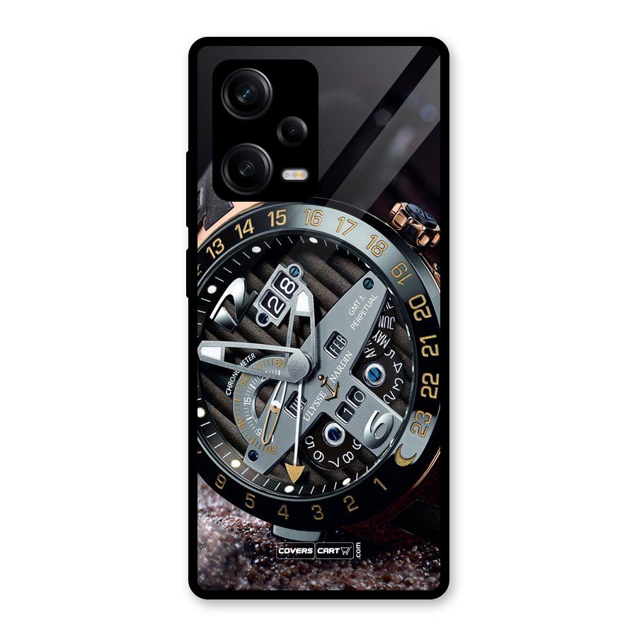Designer Stylish Watch Glass Back Case for Redmi Note 12 Pro