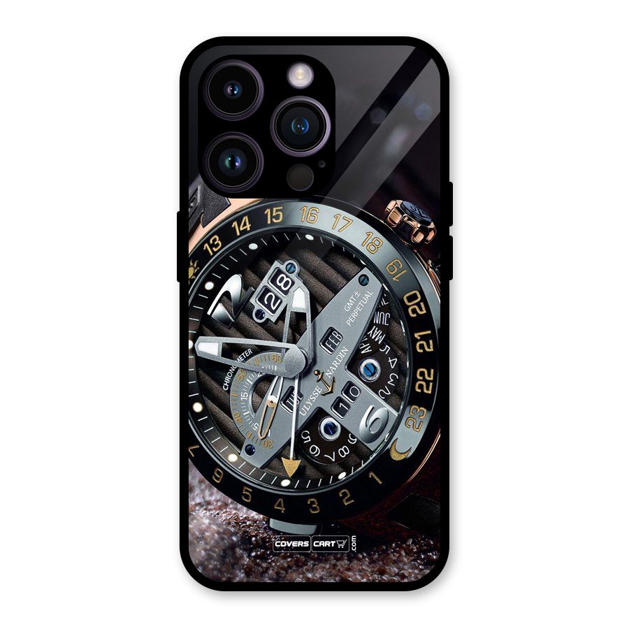 Designer Stylish Watch Glass Back Case for iPhone 14 Pro