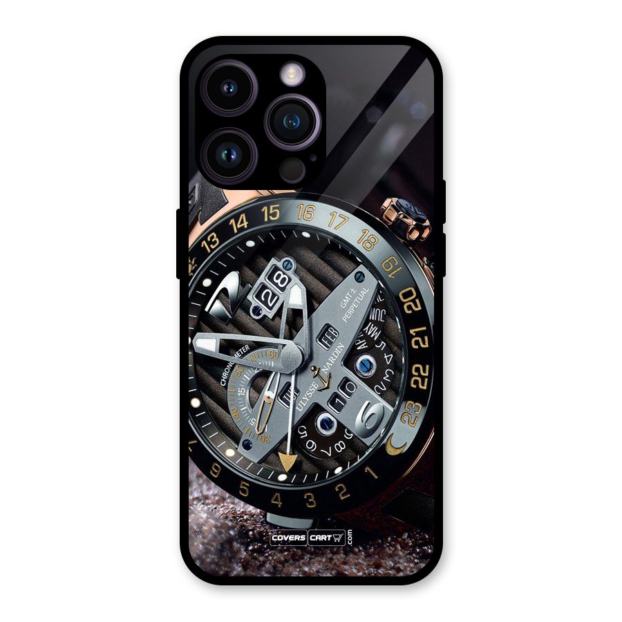 Designer Stylish Watch Glass Back Case for iPhone 14 Pro Max