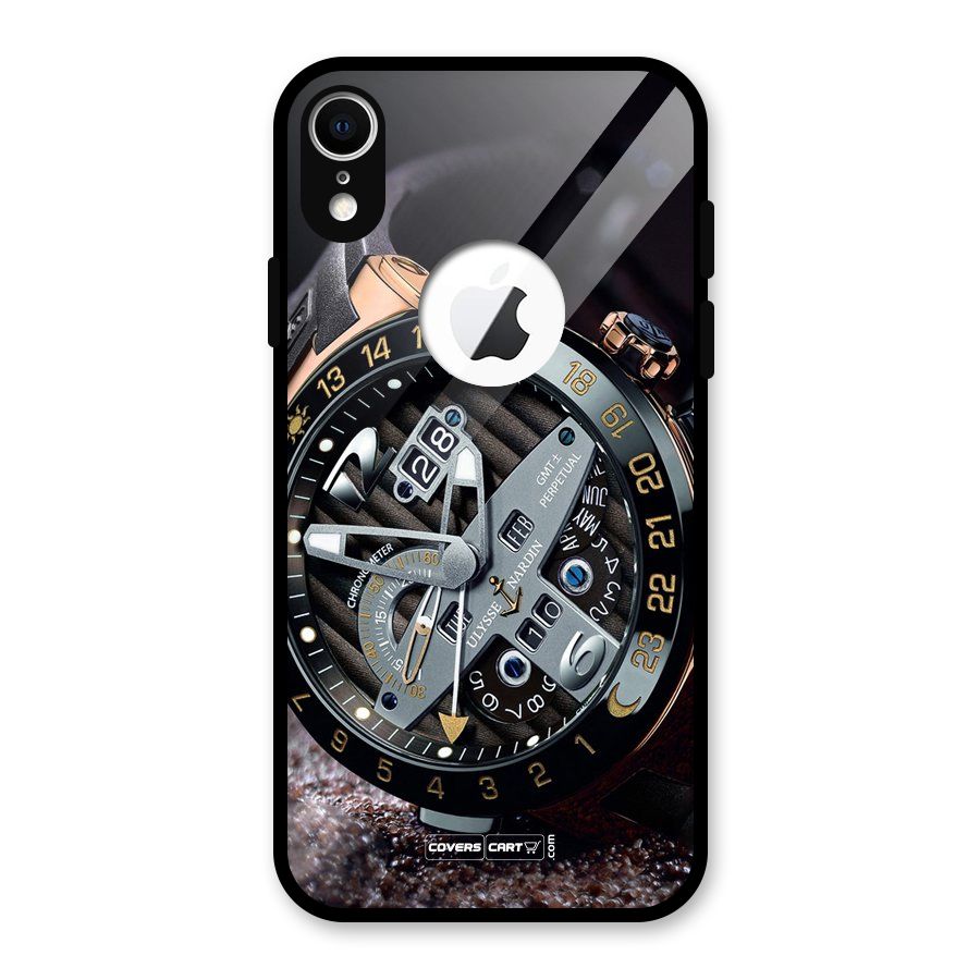 Designer Stylish Watch Glass Back Case for iPhone XR Logo Cut