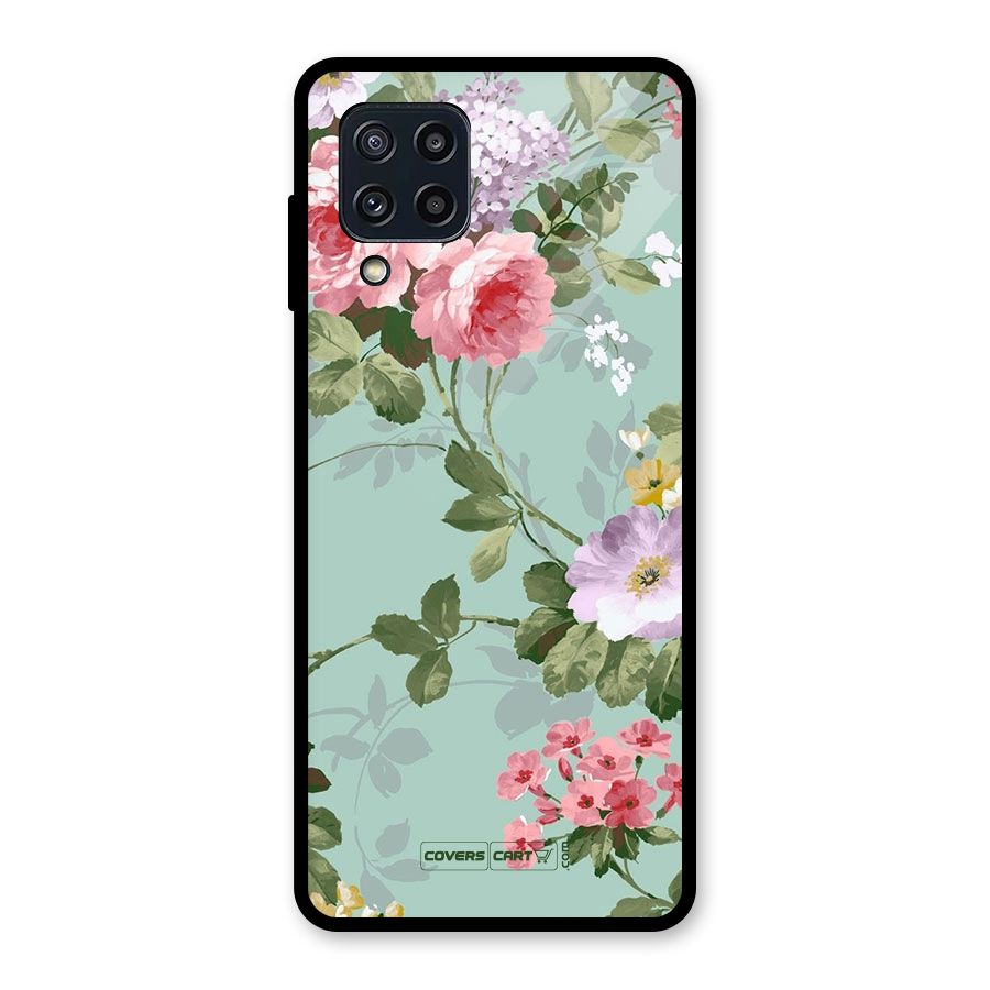Desinger Floral Glass Back Case for Galaxy M32
