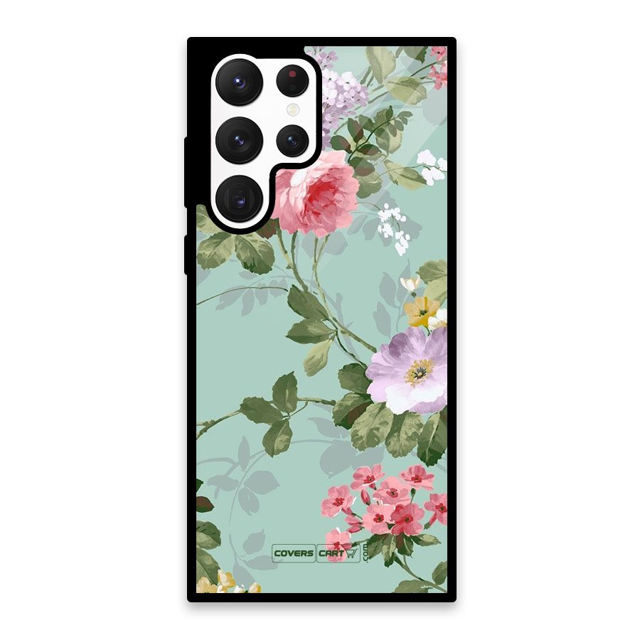 Desinger Floral Glass Back Case for Galaxy S22 Ultra 5G