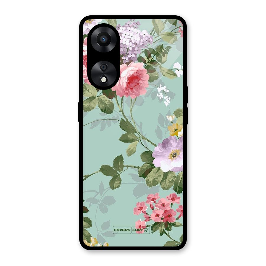 Desinger Floral Glass Back Case for Oppo A78