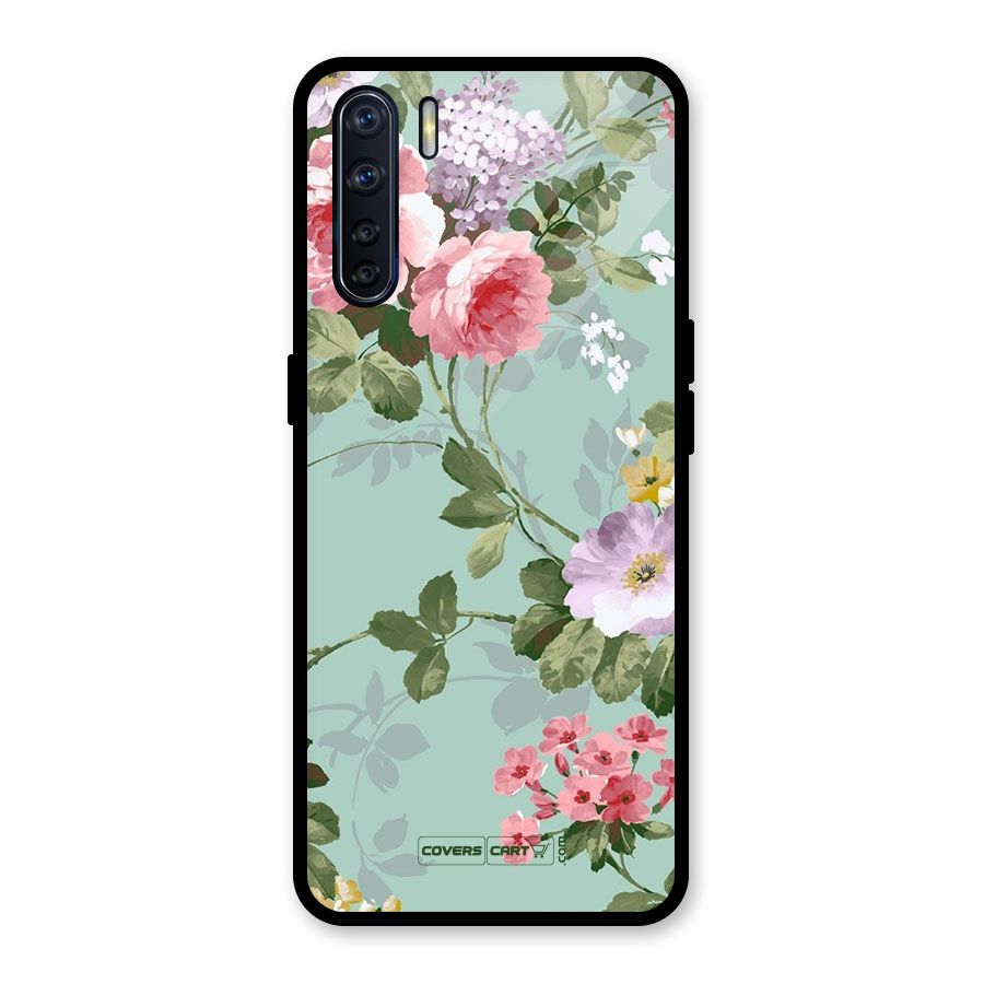 Desinger Floral Glass Back Case for Oppo F15