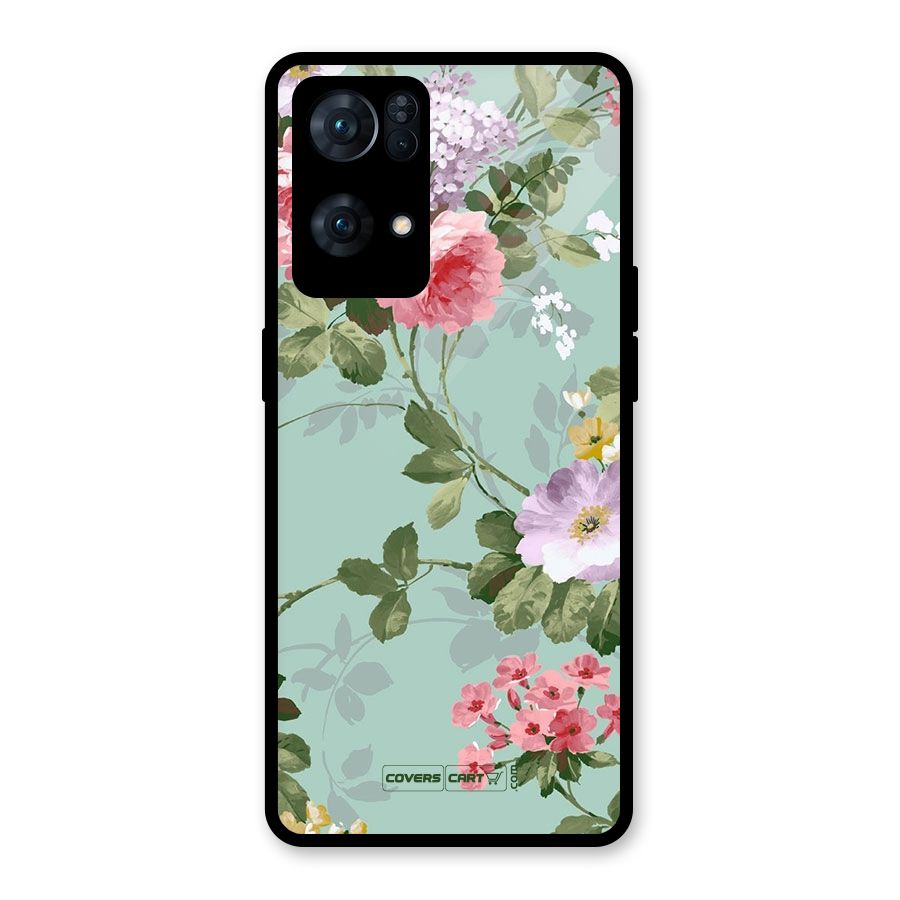 Desinger Floral Glass Back Case for Oppo Reno7 Pro 5G