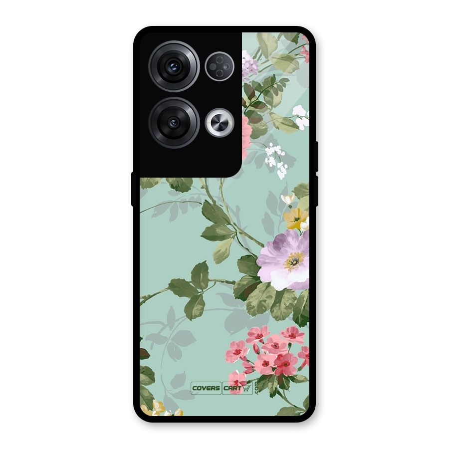 Desinger Floral Glass Back Case for Oppo Reno8 Pro 5G
