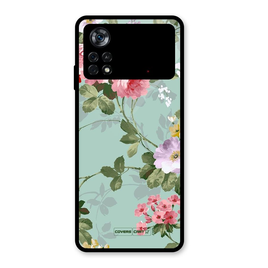 Desinger Floral Glass Back Case for Poco X4 Pro 5G