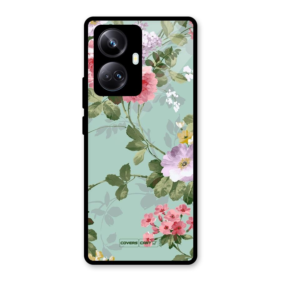 Desinger Floral Glass Back Case for Realme 10 Pro Plus