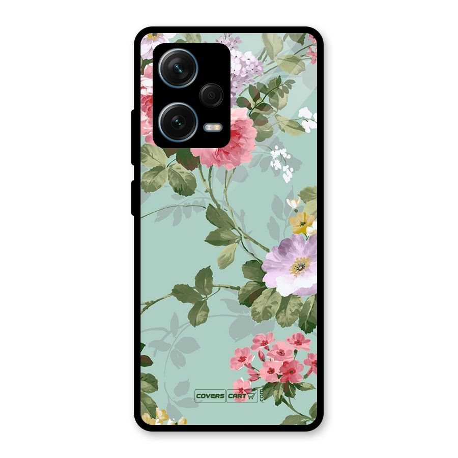 Desinger Floral Glass Back Case for Redmi Note 12 Pro Plus 5G